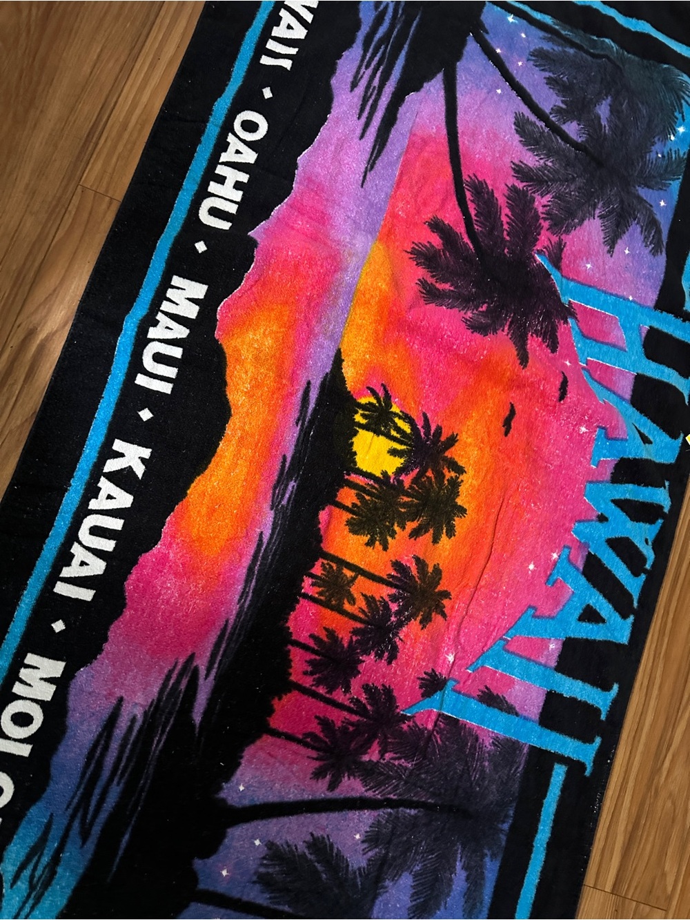 Hawaii Sunset Beach Towel - Vibrant Pink Orange Blue
